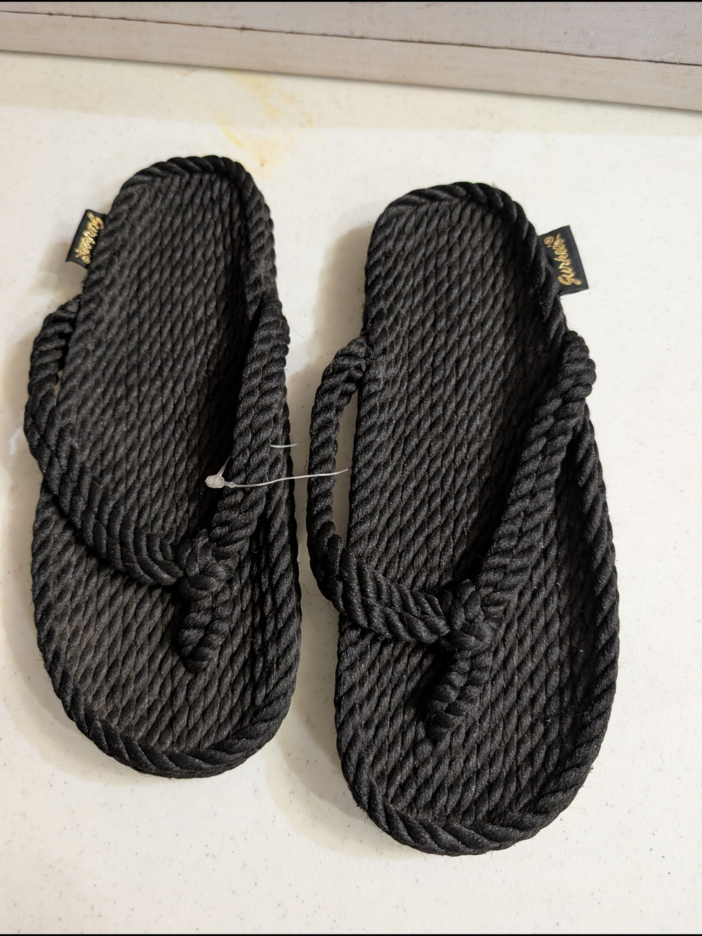 Women's Size 6 Black Rope Flip Flop Sandals